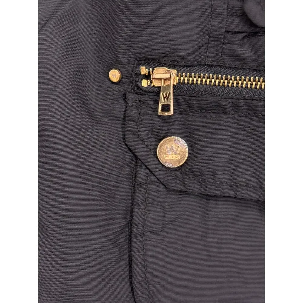 Max Mara Jacket 8 Womens Black Full Zip Nylon Utility Field Hunting